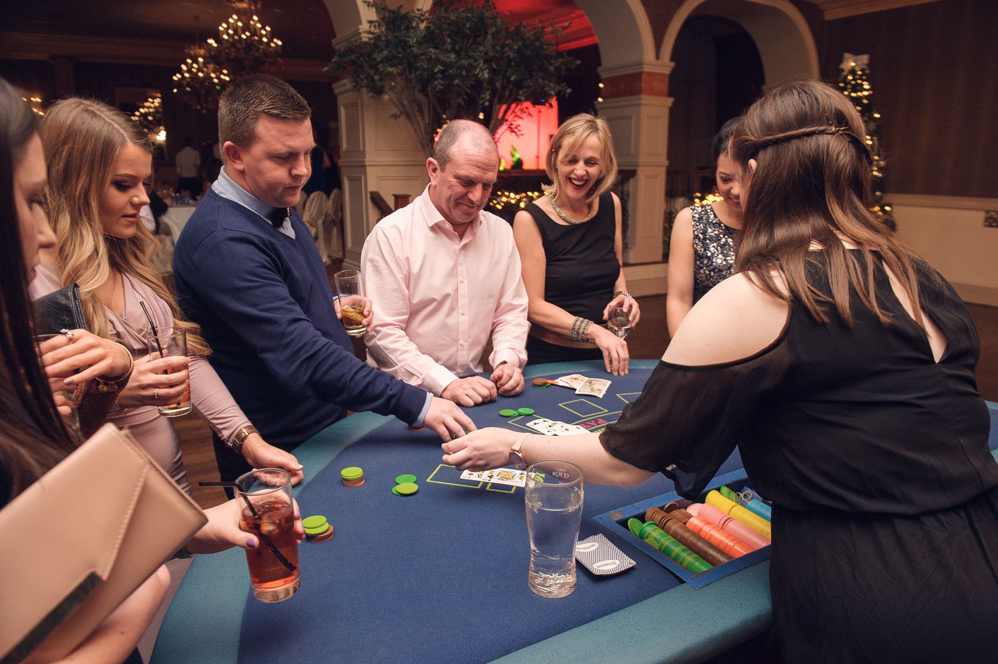 guests enjoying casino games at corporate event