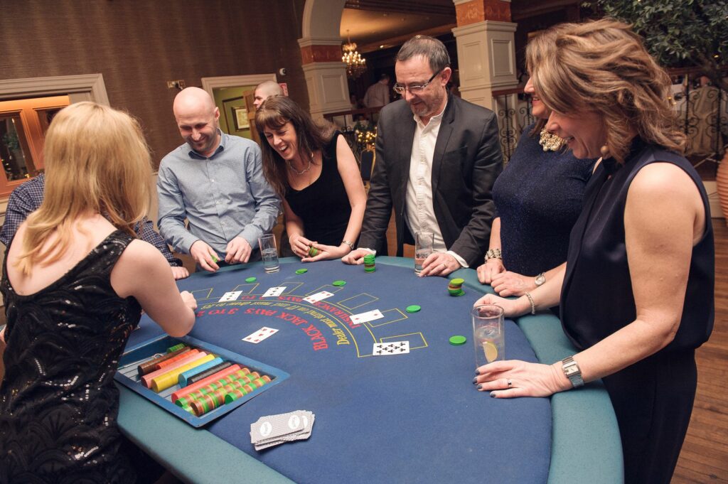 guests enjoying casino games at corporate event