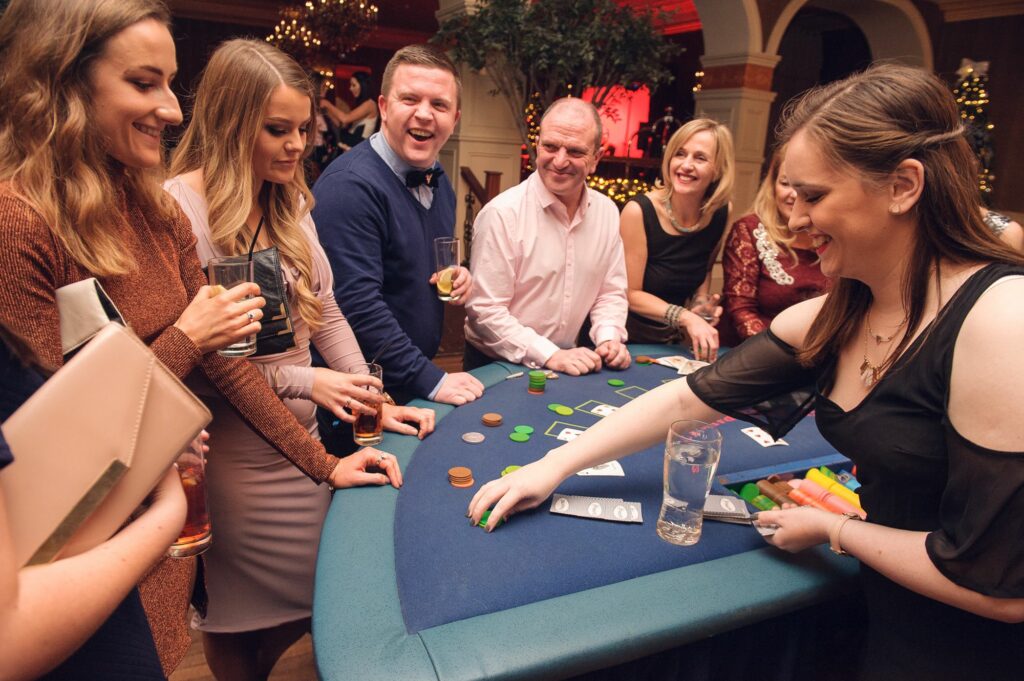 guests enjoying casino games at corporate event