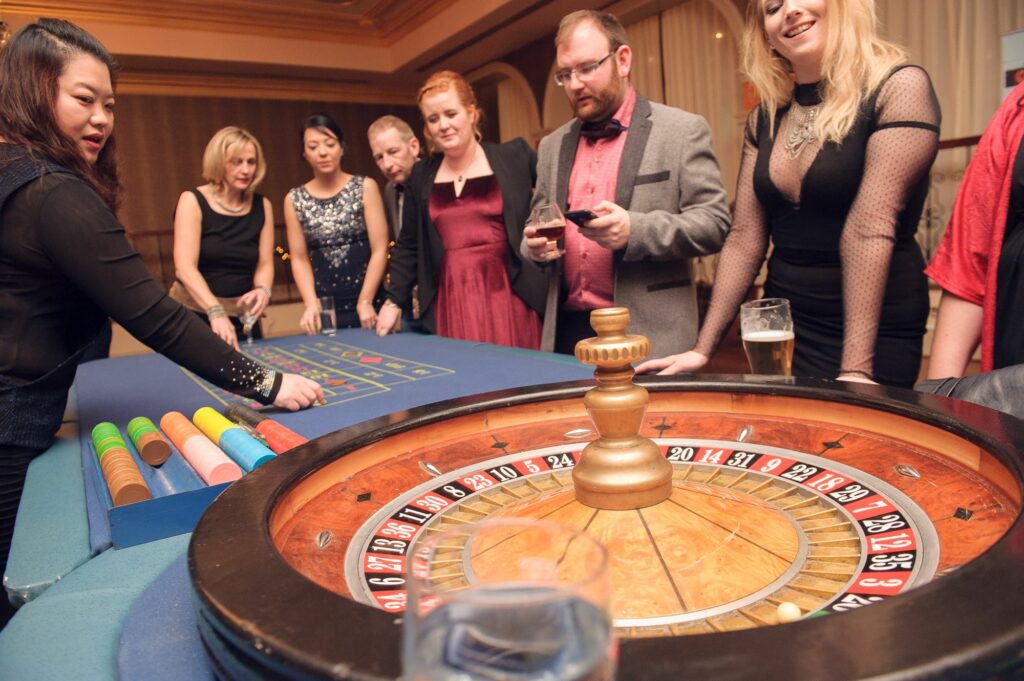 guests enjoying casino games at corporate event