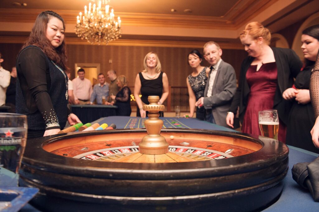 guests enjoying casino games at corporate event